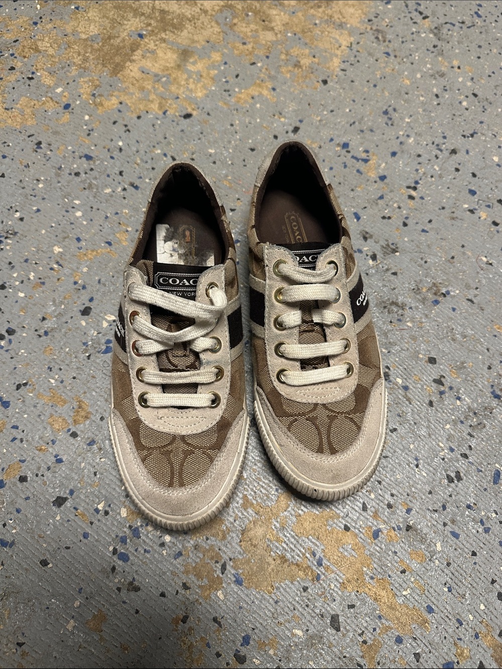Coach Brown & Beige Signature Canvas Sneakers
